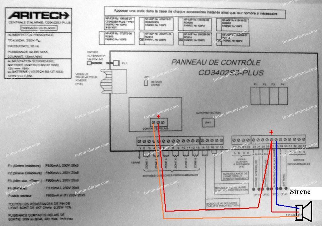 schéma carte mère centrale CD34 Aritech